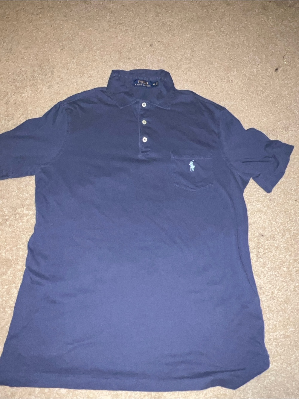Polo by Ralph Lauren Men's Dark Blue Short Sleeve Polo with Embroidered Pony